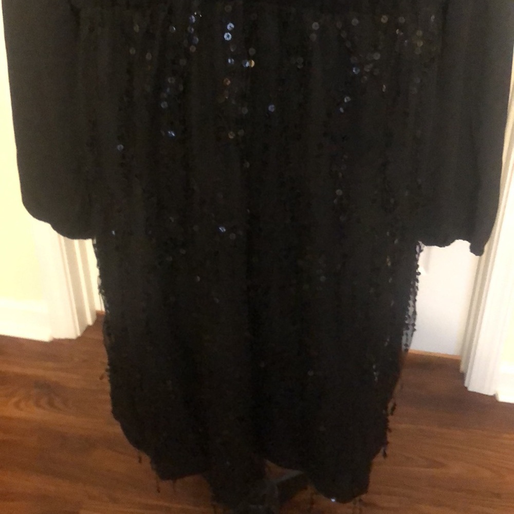 Bloomchic Solid Black Patchwork Wrap Dress 4xl/26 - image 6